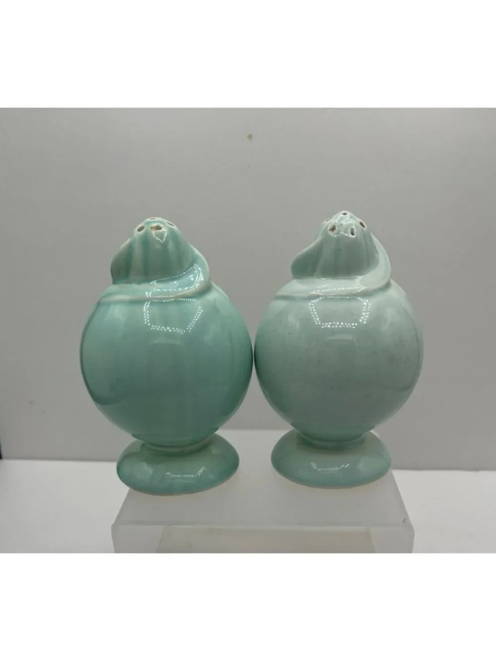 Luray Pastels Surf Green Salt & Pepper Shakers Vintage 1940s Taylor Smith Taylor